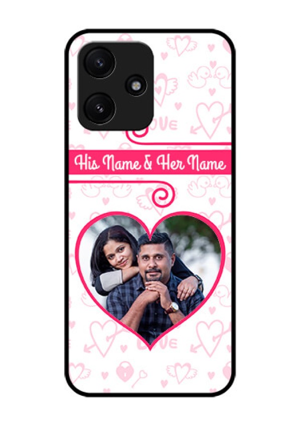 Xiaomi Redmi 12 5G Personalized Glass Phone Case - Heart Shape Love Design