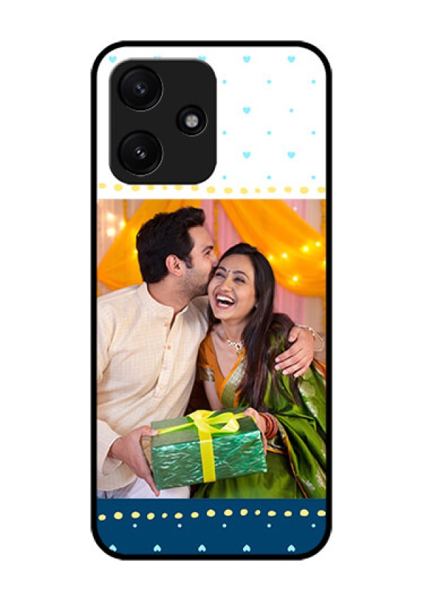 Xiaomi Redmi 12 5G Personalized Glass Phone Case - White and Blue Abstract Design
