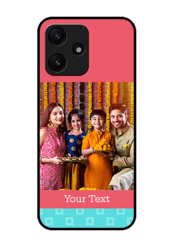Xiaomi Redmi 12 5G Personalized Glass Phone Case - Peach & Blue Color Design