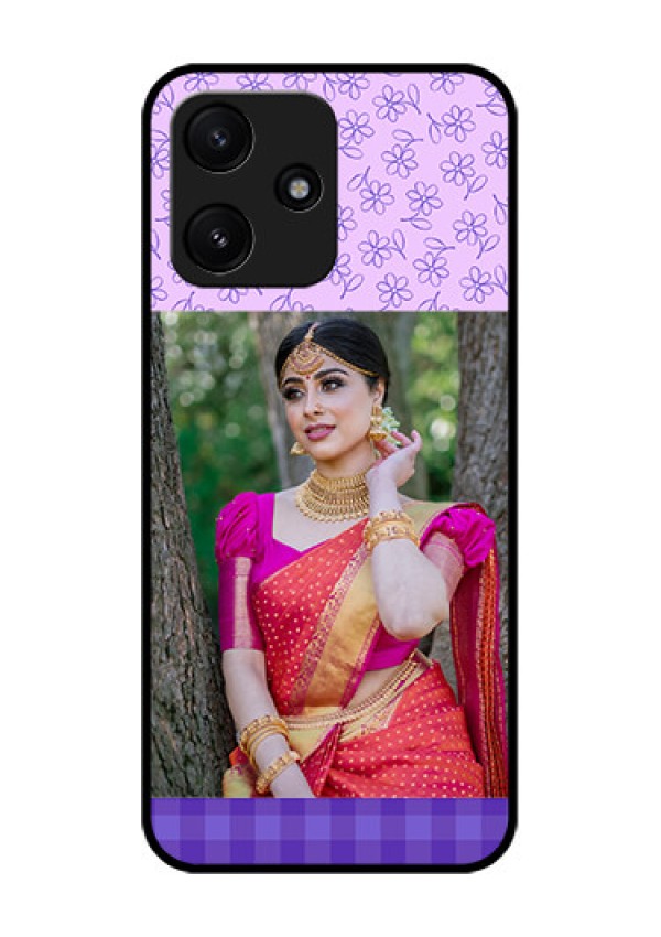 Xiaomi Redmi 12 5G Custom Glass Phone Case - Purple Floral Design