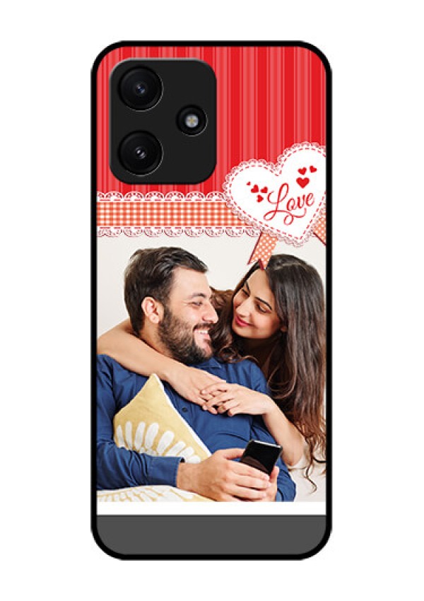 Xiaomi Redmi 12 5G Custom Glass Mobile Case - Red Love Pattern Design