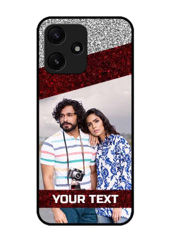 Xiaomi Redmi 12 5G Personalized Glass Phone Case - Image Holder with Glitter Strip Design
