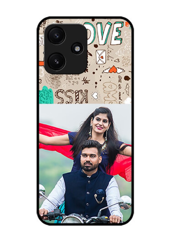 Xiaomi Redmi 12 5G Custom Glass Phone Case - Love Doodle Pattern