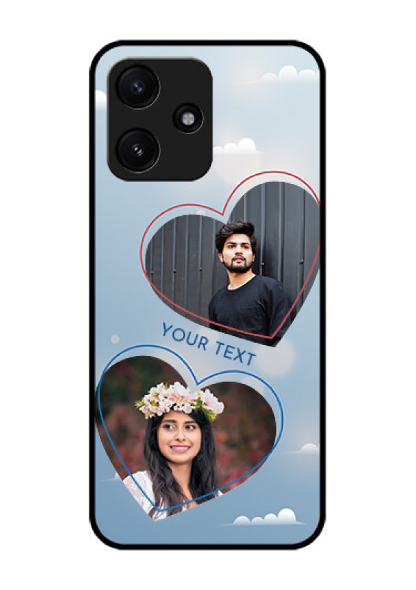 Xiaomi Redmi 12 5G Custom Glass Mobile Case - Blue Color Couple Design