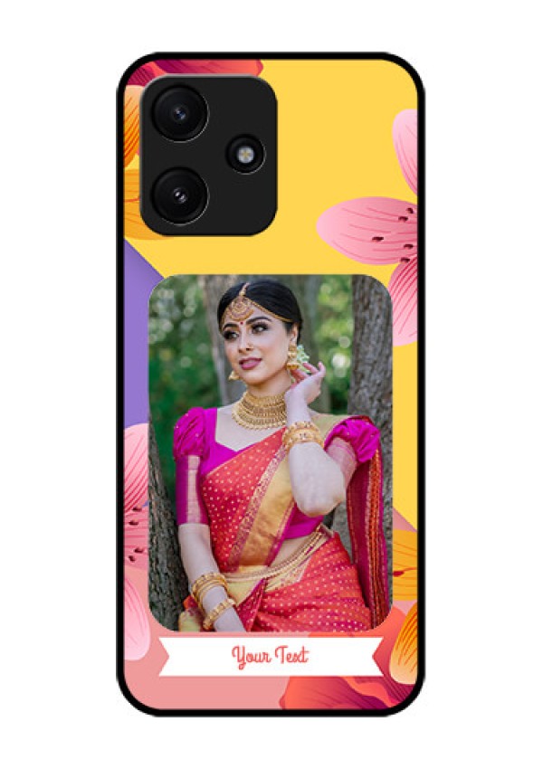 Xiaomi Redmi 12 5G Custom Glass Mobile Case - 3 Image With Vintage Floral Design