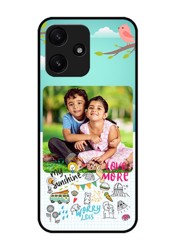 Xiaomi Redmi 12 5G Photo Printing on Glass Case - Doodle love Design
