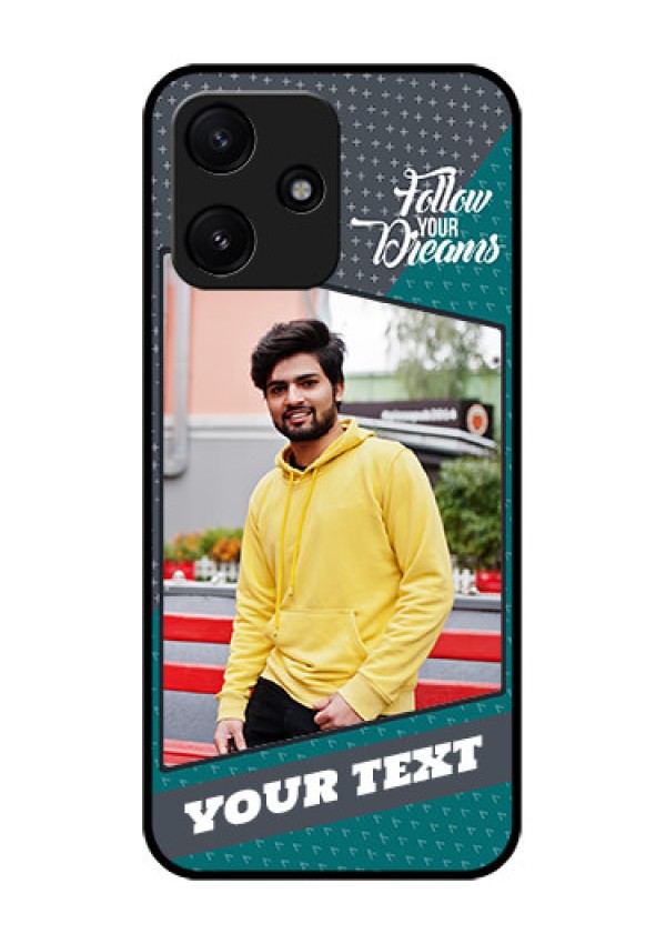 Xiaomi Redmi 12 5G Personalized Glass Phone Case - Background Pattern Design with Quote