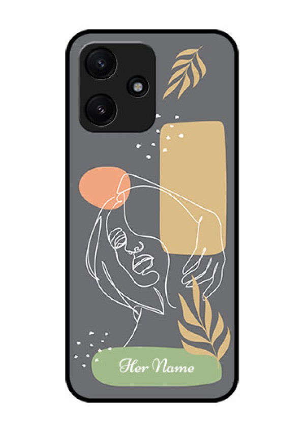 Xiaomi Redmi 12 5G Custom Glass Phone Case - Gazing Woman line art Design