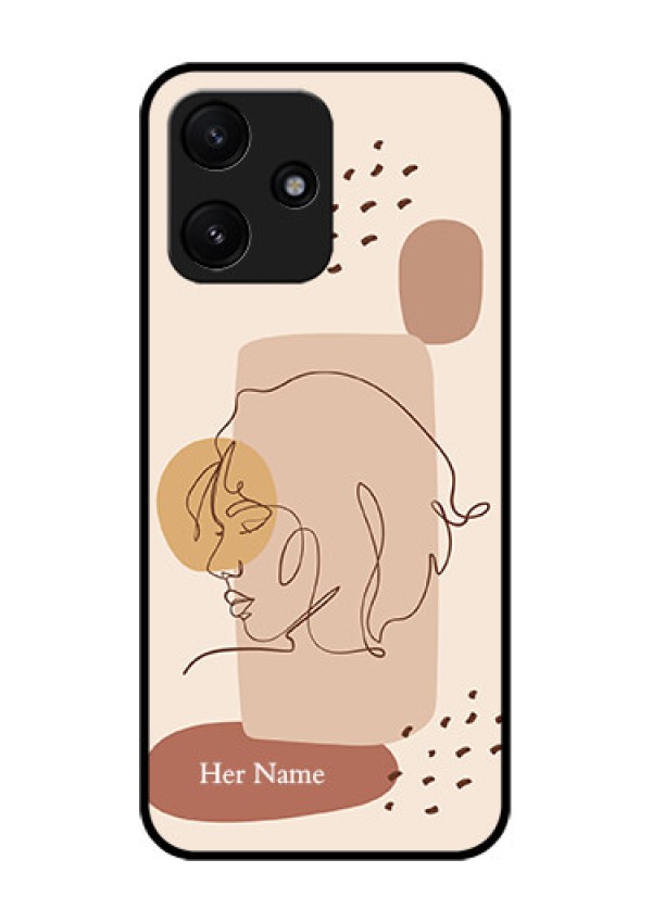 Xiaomi Redmi 12 5G Photo Printing on Glass Case - Calm Woman line art Design