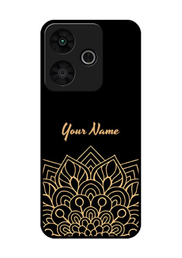 Redmi 13 5G Custom Glass Phone CaseGolden Mandala Design