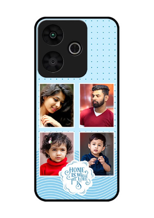 Redmi 13 5G Custom Glass Phone CaseCute Love Quote With 4 Pic Upload Design