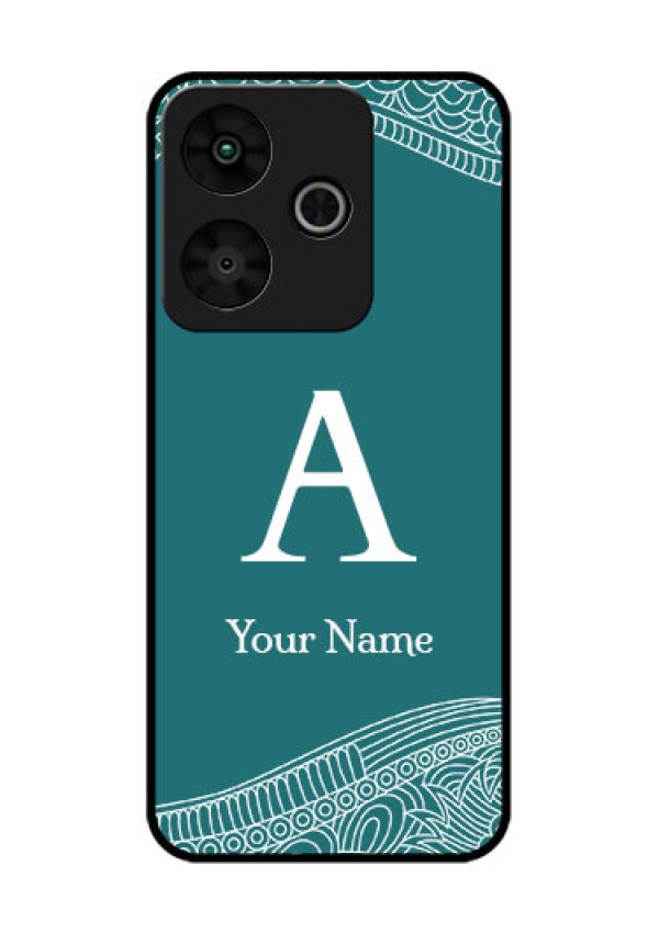 Redmi 13 5G Custom Glass Phone CaseLine Art Pattern With Custom Name Design