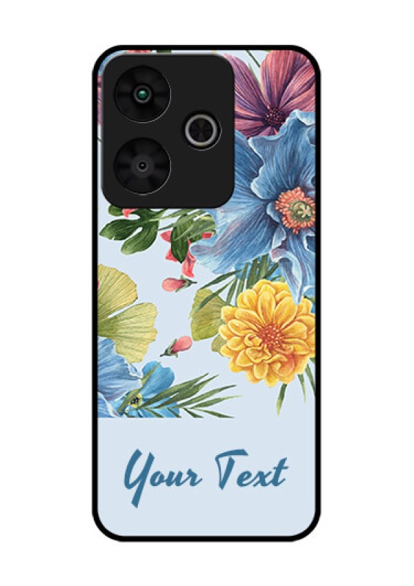 Redmi 13 5G Custom Glass Phone CaseStunning Watercolored Flowers Painting Design
