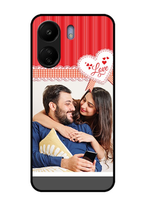 Xiaomi Redmi 13C 4G Custom Glass Phone Case - Red Love Pattern Design