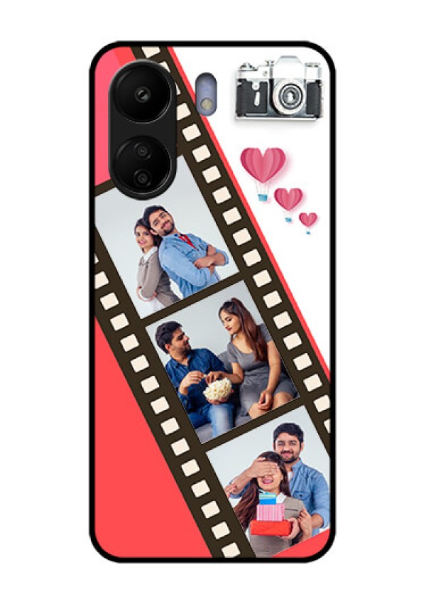 Xiaomi Redmi 13C 4G Custom Glass Phone Case - 3 Image Holder With Film Reel
