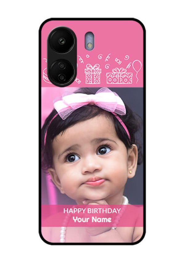 Xiaomi Redmi 13C 4G Custom Glass Phone Case - With Birthday Line Art Design