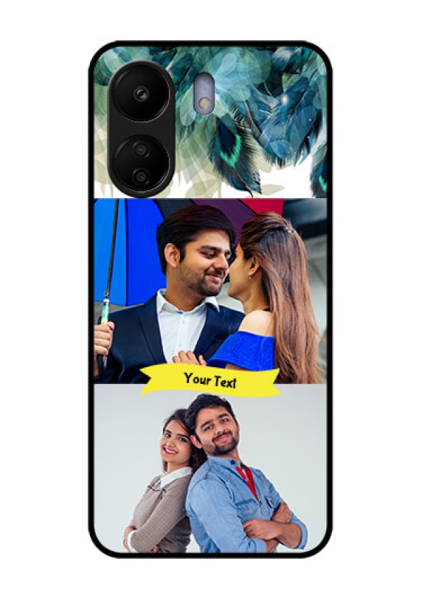 Xiaomi Redmi 13C 4G Custom Glass Phone Case - Image With Boho Peacock Feather Design