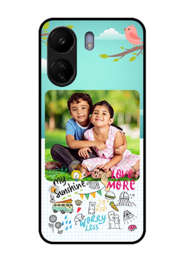 Xiaomi Redmi 13C 4G Custom Glass Phone Case - Doodle Love Design
