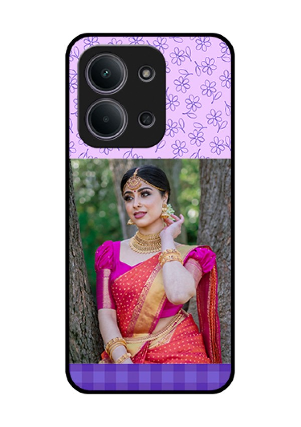 Xiaomi Redmi 15C 5G Custom Glass Phone Case - Purple Floral Design