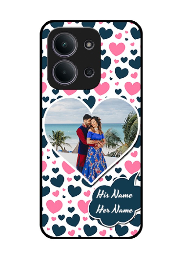 Xiaomi Redmi 15C 5G Custom Glass Phone Case - Pink & Blue Heart Design