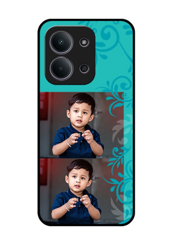 Xiaomi Redmi 15C 5G Custom Glass Phone Case - With Photo And Green Floral Design