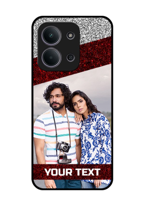 Xiaomi Redmi 15C 5G Custom Glass Phone Case - Image Holder With Glitter Strip Design