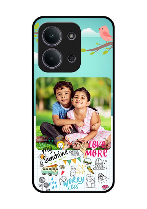 Xiaomi Redmi 15C 5G Custom Glass Phone Case - Doodle Love Design