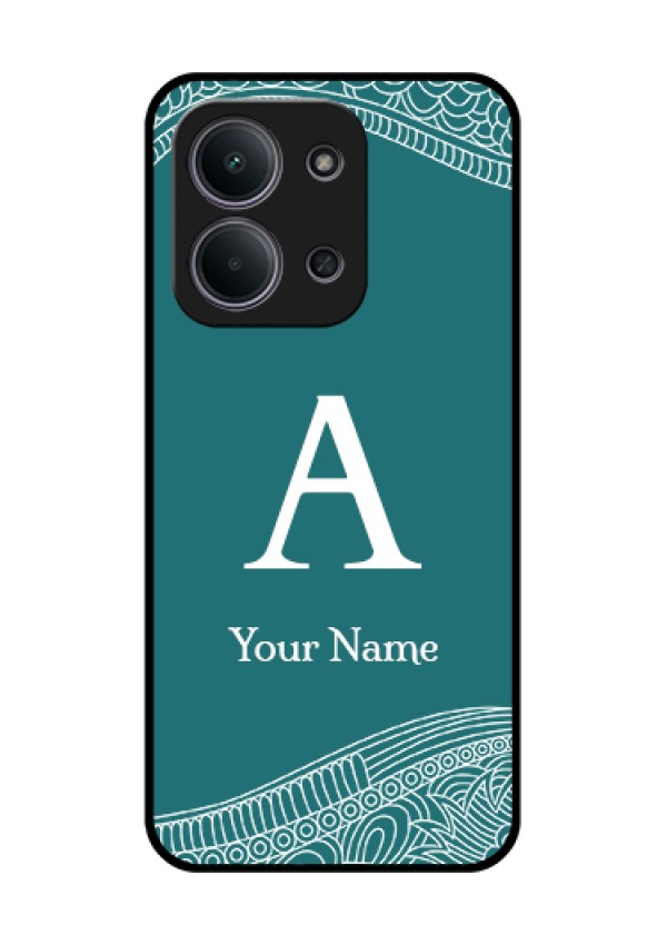 Xiaomi Redmi 15C 5G Custom Glass Phone Case - Line Art Pattern With Custom Name Design