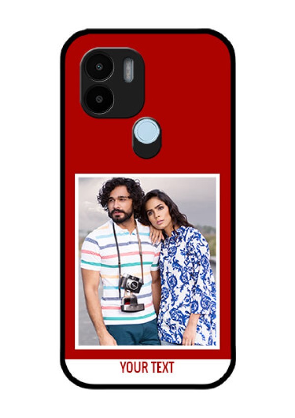 Xiaomi Redmi A2 Plus Personalized Glass Phone Case - Simple Red Color Design