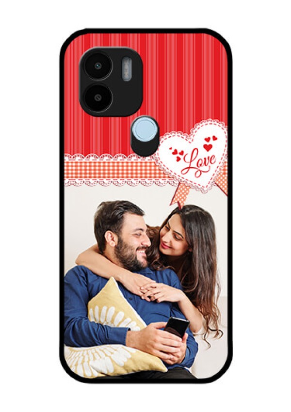 Xiaomi Redmi A2 Plus Custom Glass Mobile Case - Red Love Pattern Design