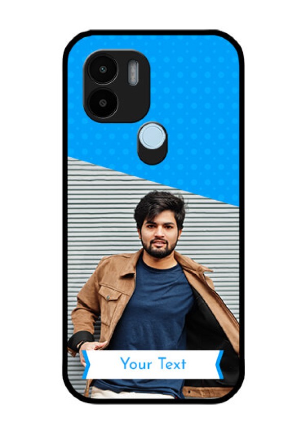 Xiaomi Redmi A2 Plus Photo Printing on Glass Case - Simple Blue Color Design