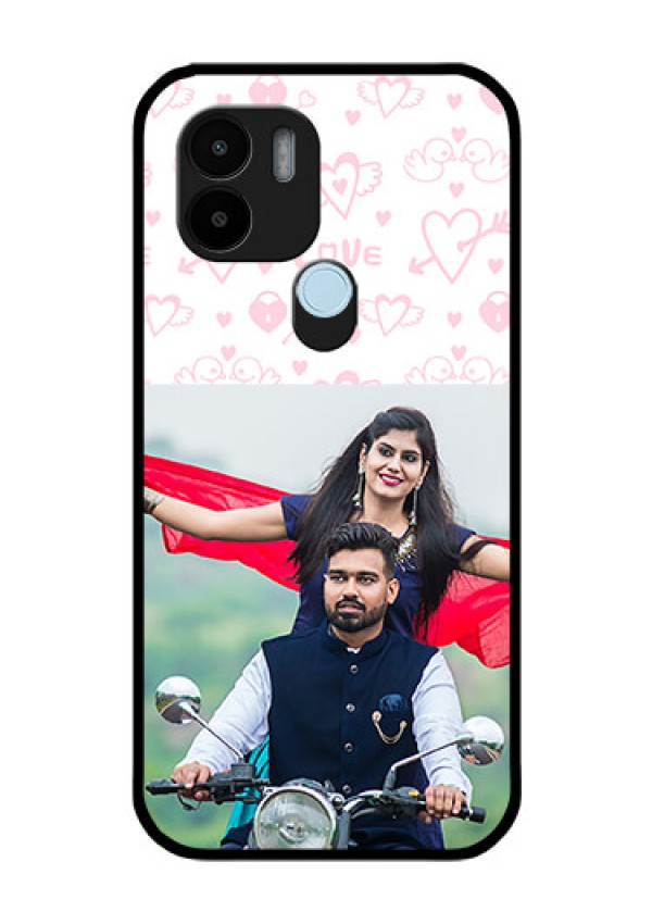 Xiaomi Redmi A2 Plus Custom Glass Mobile Case - Pink Flying Heart Design
