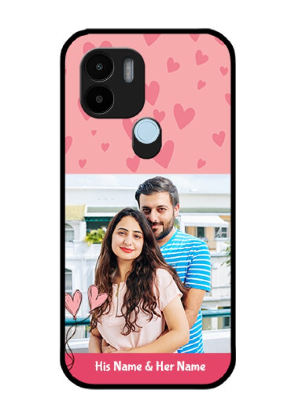 Xiaomi Redmi A2 Plus Personalized Glass Phone Case - Love Design Peach Color