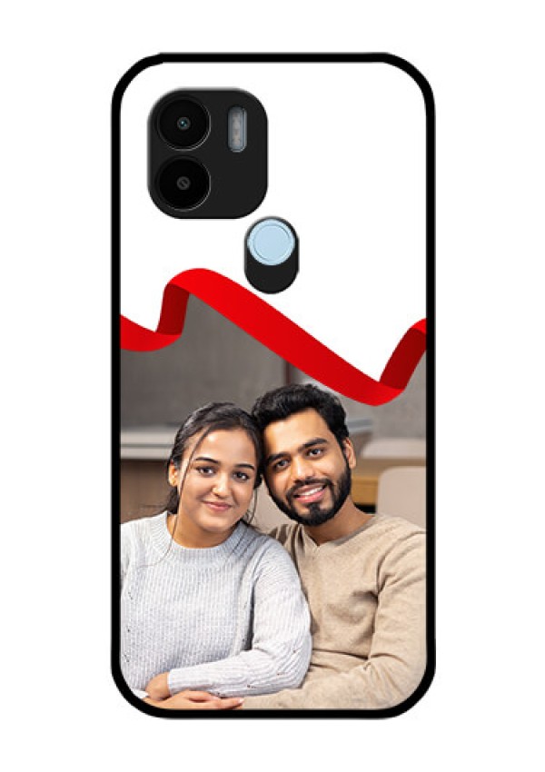 Xiaomi Redmi A2 Plus Photo Printing on Glass Case - Red Ribbon Frame Design