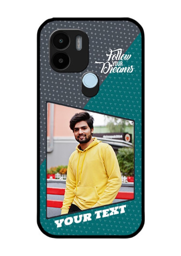 Xiaomi Redmi A2 Plus Personalized Glass Phone Case - Background Pattern Design with Quote
