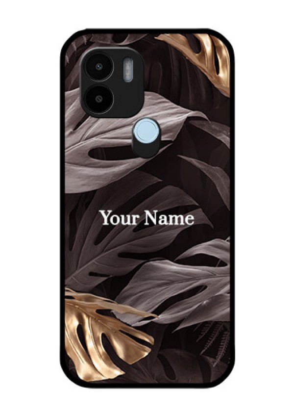 Xiaomi Redmi A2 Plus Personalised Glass Phone Case - Wild Leaves digital paint Design