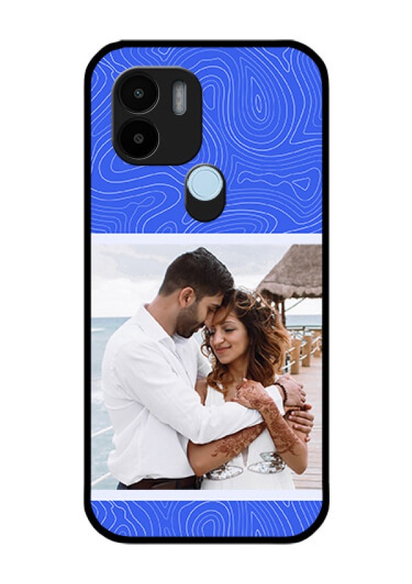 Xiaomi Redmi A2 Plus Custom Glass Mobile Case - Curved line art with blue and white Design