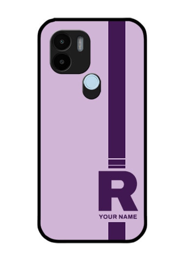 Xiaomi Redmi A2 Plus Photo Printing on Glass Case - Simple dual tone stripe with name Design