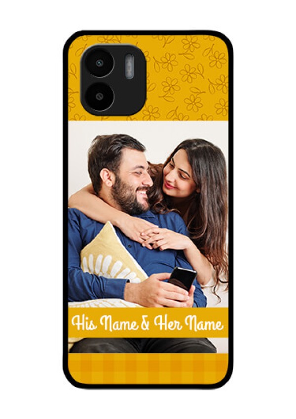Xiaomi Redmi A2 Custom Glass Mobile Case - Yellow Floral Design