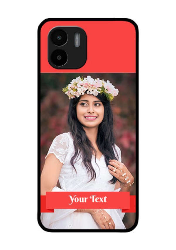 Xiaomi Redmi A2 Custom Glass Phone Case - Simple Red Color Design