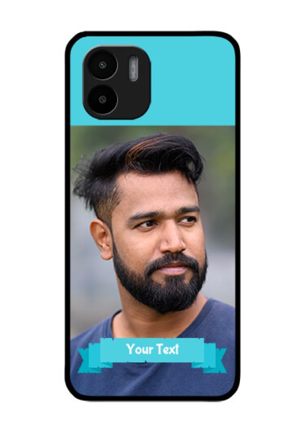 Xiaomi Redmi A2 Personalized Glass Phone Case - Simple Blue Color Design
