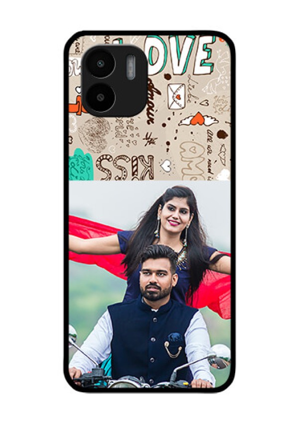Xiaomi Redmi A2 Custom Glass Phone Case - Love Doodle Pattern