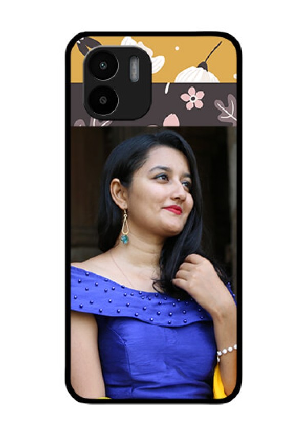 Xiaomi Redmi A2 Custom Glass Phone Case - Stylish Floral Design