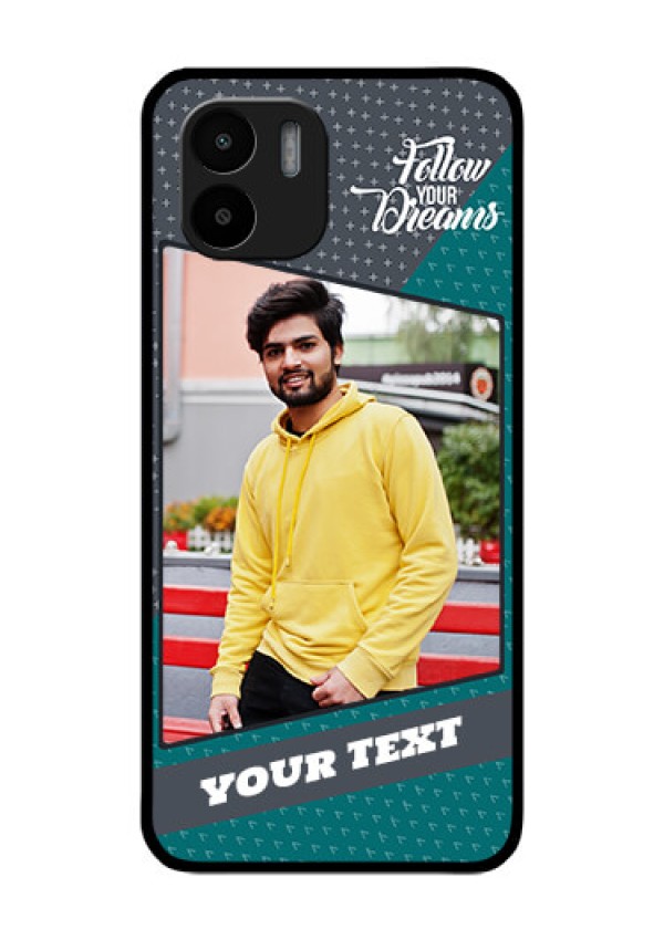 Xiaomi Redmi A2 Personalized Glass Phone Case - Background Pattern Design with Quote