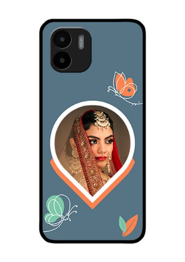 Xiaomi Redmi A2 Custom Glass Mobile Case - Droplet Butterflies Design