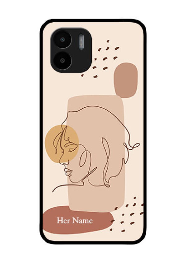 Xiaomi Redmi A2 Photo Printing on Glass Case - Calm Woman line art Design