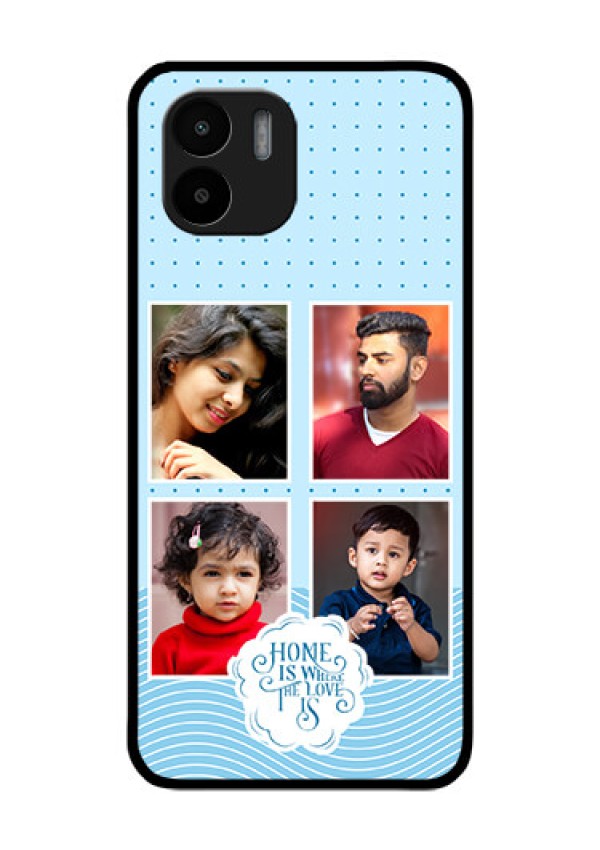 Xiaomi Redmi A2 Custom Glass Phone Case - Cute love quote with 4 pic upload Design