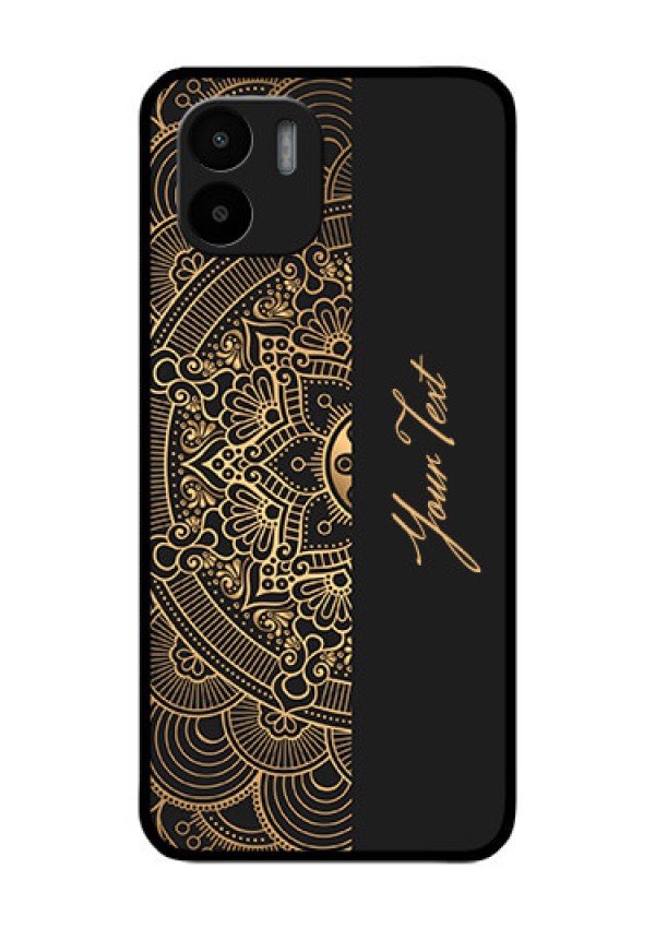 Xiaomi Redmi A2 Photo Printing on Glass Case - Mandala art with custom text Design
