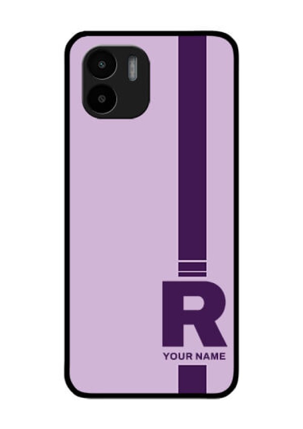 Xiaomi Redmi A2 Photo Printing on Glass Case - Simple dual tone stripe with name Design