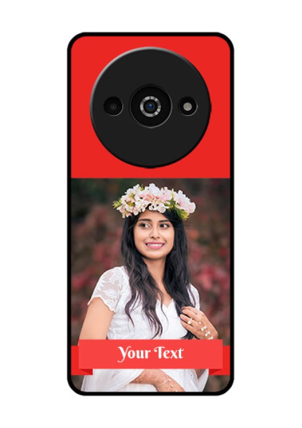 Xiaomi Redmi A3 Custom Glass Phone Case - Simple Red Color Design